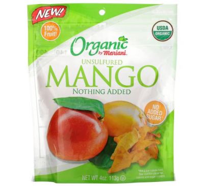 Mariani Dried Fruit, органические плоды манго, несульфированные, 113 г (4 унции)
