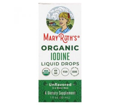 MaryRuth Organics, Organic Iodine Liquid Drops, Unflavored, 1 fl oz (30 ml)