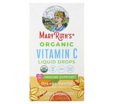 MaryRuth Organics, Organic Vitamin C Liquid Drops, Orange Vanilla, 4 fl oz (120 ml)