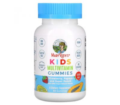 MaryRuth Organics, дитячі жувальні мультивітаміни, полуниця, папая та суперпунш, 60 жувальних таблеток