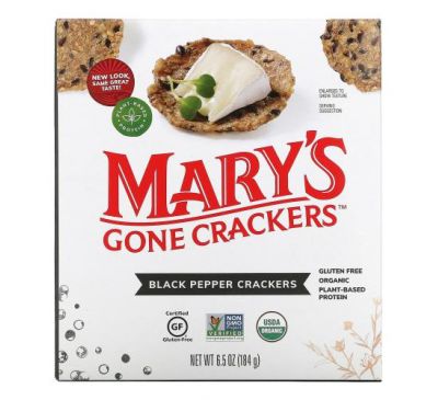 Mary's Gone Crackers, Крекеры с черным перцем, 184 г (6,5 унции)