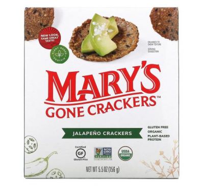 Mary's Gone Crackers, крекеры со вкусом халапеньо,156 г (5,5 унции)