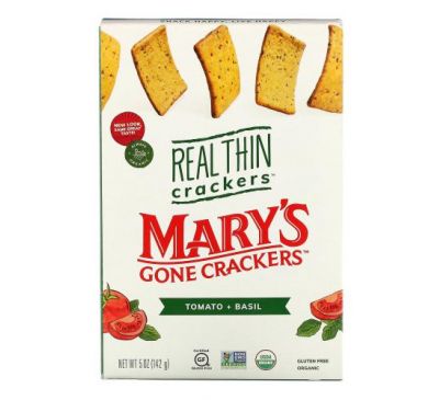 Mary's Gone Crackers, Real Thin Crackers, Tomato & Basil, 5 oz (142 g)