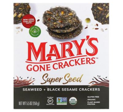 Mary's Gone Crackers, Super Seed Crackers, зернові крекери, водорості та чорний кунжут, 155 г (5,5 унції)