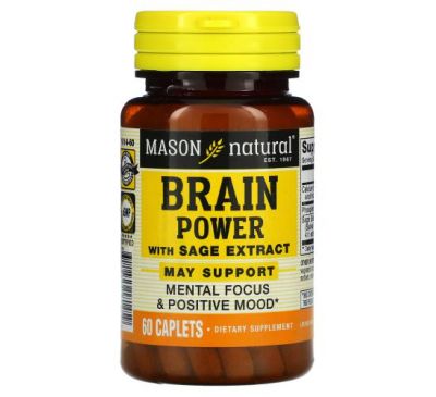 Mason Natural, Brain Power With Sage Extract, 60 Caplets