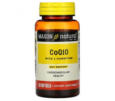Mason Natural, CoQ10 with L-Carnitine, 50 Softgels