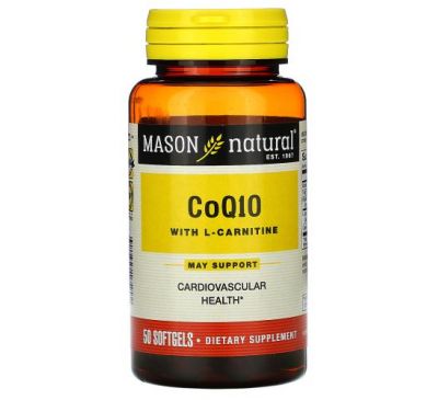 Mason Natural, CoQ10 with L-Carnitine, 50 Softgels