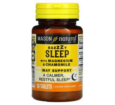 Mason Natural, Eazzzy Sleep With Magnesium & Chamomile, 60 Tablets