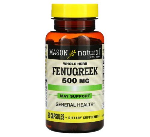Mason Natural, Fenugreek, 500 mg, 90 Capsules