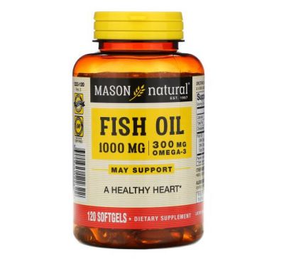 Mason Natural, Fish Oil, 1,000 mg, 120 Softgels