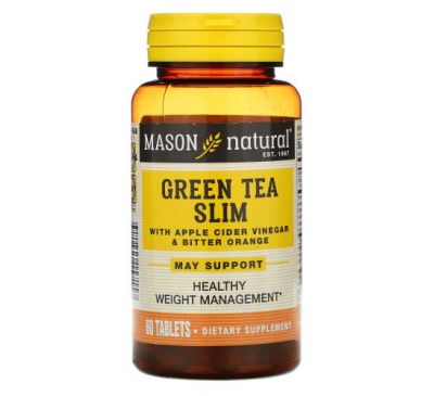 Mason Natural, Green Tea Slim with Apple Cider Vinegar & Bitter Orange, 60 Tablets