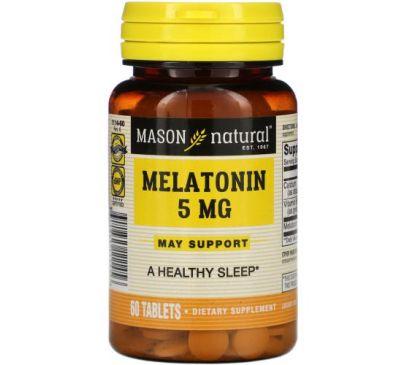 Mason Natural, Melatonin, 5 mg, 60 Tablets