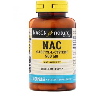 Mason Natural, NAC N-Acethyl-L-Cysteine, 500 mg, 60 Capsules