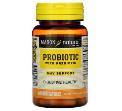 Mason Natural, Пробиотик с пребиотиком, 40 вегетарианских капсул