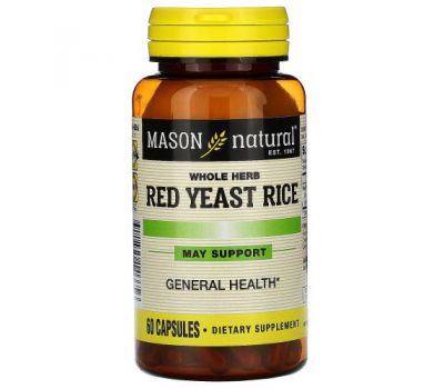 Mason Natural, Красный рис с дрожжами, цельные травы, 60 капсул