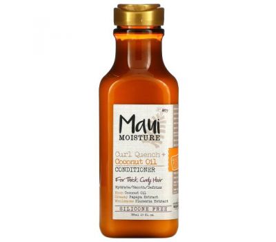 Maui Moisture, Curl Quench + Coconut Oil, кондиционер, для густых и вьющихся волос, 385 мл (13 жидк. Унций)