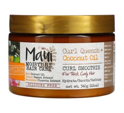 Maui Moisture, Curl Quench + Coconut Oil, смузи из кудрей, 340 г (12 унций)