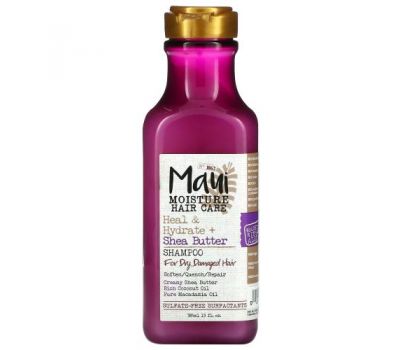 Maui Moisture, Heal & Hydrate + Shea Butter, шампунь для сухих, поврежденных волос, 385 мл (13 жидк. Унций)