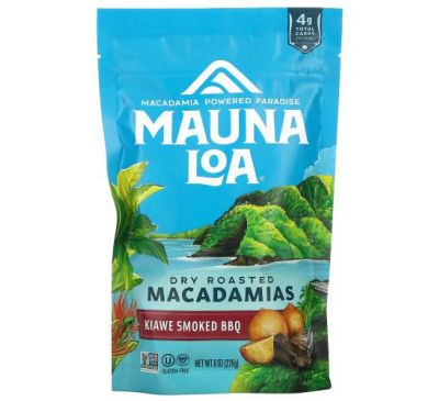 Mauna Loa, Dry Roasted Macadamias, барбекю с копченым киаве, 226 г (8 унций)