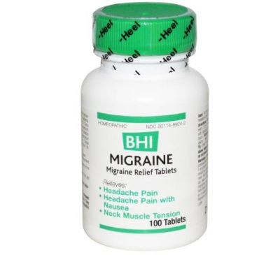 MediNatura, BHI, Migraine Relief, 100 Tablets