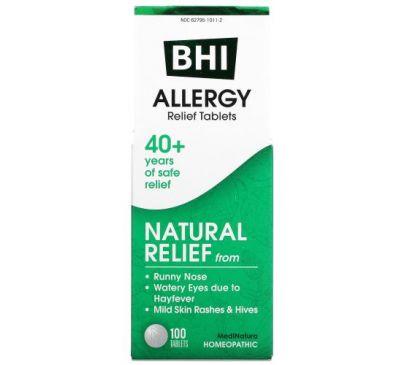 MediNatura, BHI, засіб від алергії, 100 таблеток