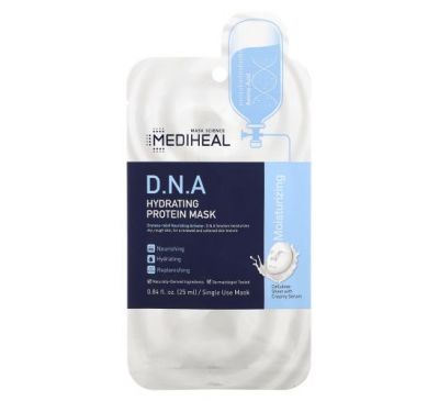 Mediheal, ДНК, зволожувальна протеїнова маска для обличчя, 1 тканинна маска, 25 мл (0,84 рідк. унції)