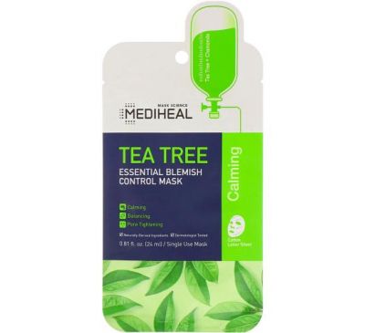 Mediheal, маска для контролю за висипаннями, з чайним деревом, 1 шт., 24 мл (0,81 рідк. унції)
