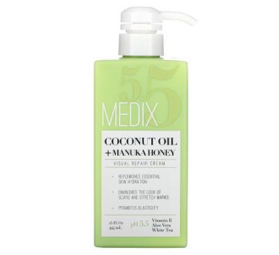 Medix 5.5, Coconut Oil + Manuka Honey, Visual Repair Cream, 15 fl oz (444 ml)
