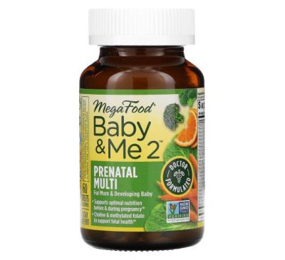MegaFood, Baby & Me 2, витамины для беременных, 60 таблеток