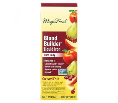 MegaFood, Blood Builder Liquid Iron, Once Daily, Orchard Fruit, 15.8 fl oz (470 ml)