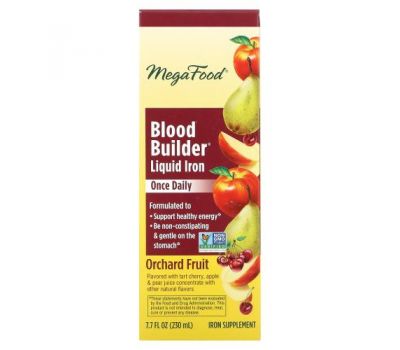 MegaFood, Blood Builder Liquid Iron, Once Daily, Orchard Fruit, 7.7 fl oz (230 ml)