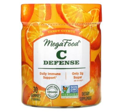 MegaFood, C Defense, насыщенный цитрус, 70 жевательных таблеток