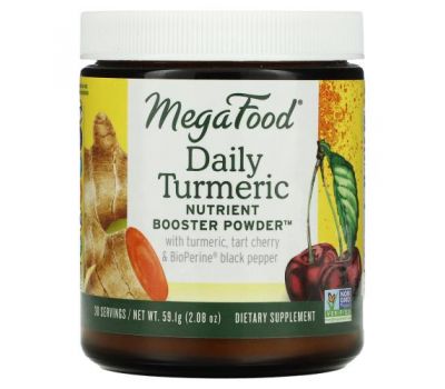 MegaFood, Daily Turmeric, Nutrient Booster Powder, Unsweetened, 2.08 oz (59.1 g)