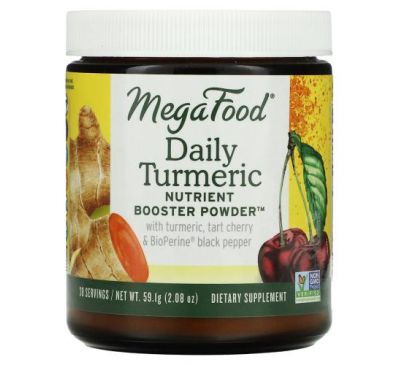 MegaFood, Daily Turmeric, Nutrient Booster Powder, Unsweetened, 2.08 oz (59.1 g)