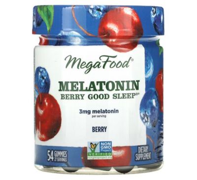 MegaFood, Мелатонин Berry Good Sleep, ягодный, 1,5 мг, 54 жевательные таблетки