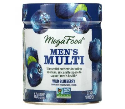 MegaFood, Men's Multi, Wild Blueberry,  60 Gummies