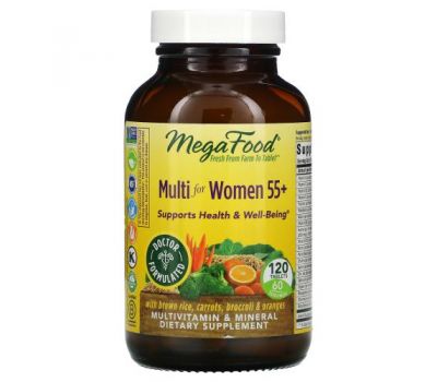 MegaFood, Multi for Women 55+, 120 Tablets