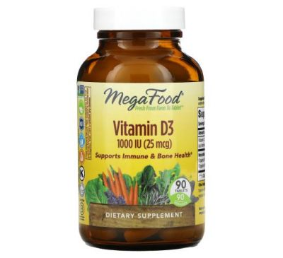 MegaFood, Vitamin D3, 1,000 IU, 90 Tablets