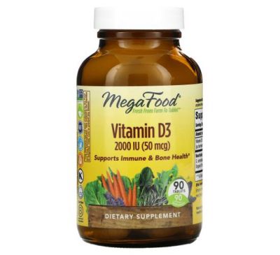 MegaFood, Vitamin D3, 2000 IU, 90 Tablets