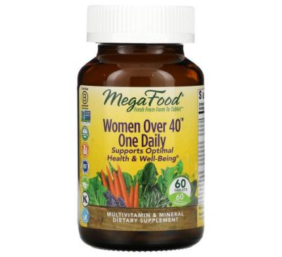 MegaFood, Women Over 40, мультивитамины для женщин старше 40 лет, для приема один раз в день, 60 таблеток