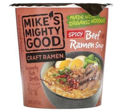 Mike's Mighty Good, Craft Ramen, Spicy Beef Flavor Ramen Soup, 1.8 oz (53 g)