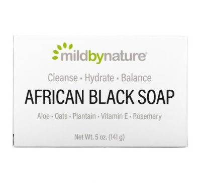 Mild By Nature, африканське чорне кускове мило, з вівсом і подорожником, 141 г (5 унцій)