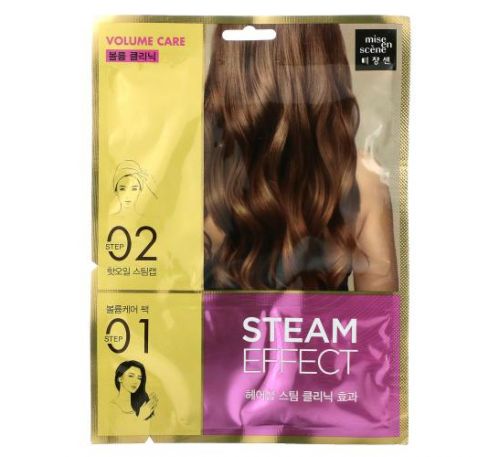 Mise En Scene, Steam Effect Hair Pack, Volume Care, 1 Set