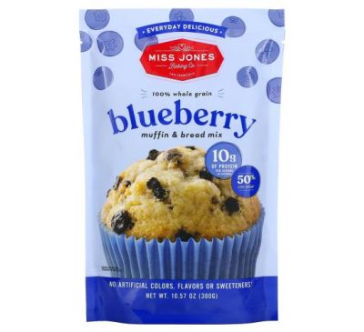 Miss Jones Baking Co, 100% Whole Grain Blueberry Muffin Mix, 10.57 oz (300 g)