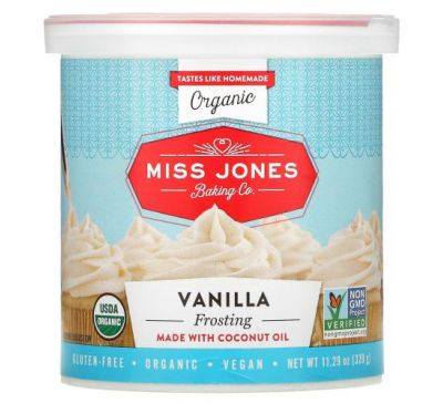 Miss Jones Baking Co, органічна глазур, ваніль, 320 г (11,29 унції)