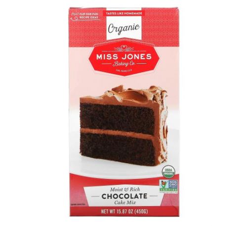 Miss Jones Baking Co, органічна суміш для випічки з вологою консистенцією та насиченим смаком, шоколад, 450 г (15,87 унції)