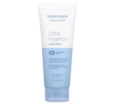 Missha, Super Aqua Ultra Hyalon, очищающая пенка, 200 мл (6,76 жидк. унции)