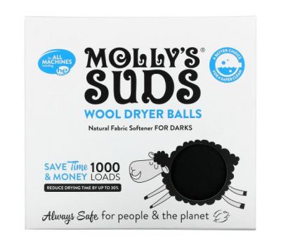 Molly's Suds, Wool Dryer Balls, For Darks, 3 Balls