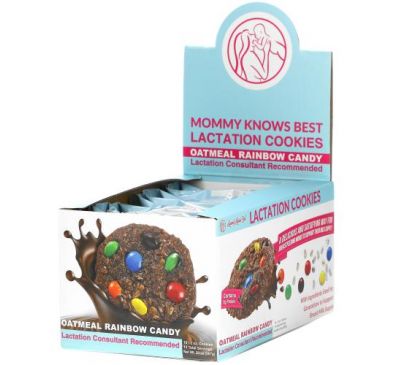 Mommy Knows Best, Lactation Cookies, Oatmeal Rainbow Candy, 10 Cookies, 2 oz Each