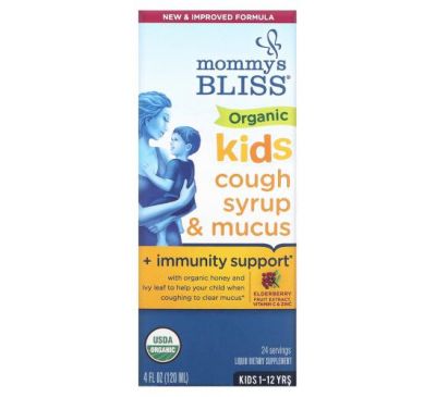 Mommy's Bliss, Kids, Organic Cough Syrup + Immunity Support, 1-12 Yrs, 4 fl oz (120 ml)